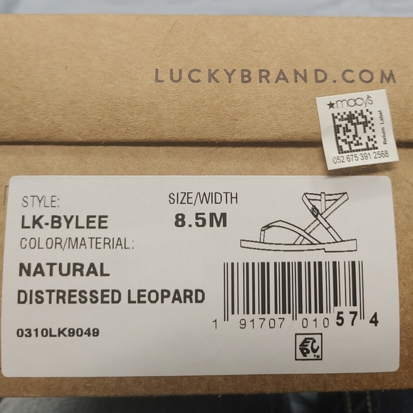 Lucky Brand Womens Natural Distressed Leopard Leather Strap Sandals Size… - Picture 4 of 4